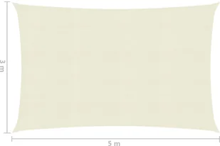 vidaXL Żagiel przeciwsłoneczny, 160 g/m, kremowy, 3x5 m, HDPE vidaXL - Parasole ogrodowe - miniaturka - grafika 6