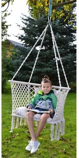 SASKA GARDEN Hamak ażurowy fotel wiszący 72x62cm z poduszką ecru victoriasport-1018065-0 - Fotele ogrodowe wiszące - miniaturka - grafika 7