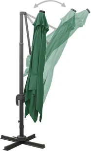 vidaXL Parasol wiszący z lampkami LED i słupkiem, zielony, 300 cm 312345 - Parasole ogrodowe - miniaturka - grafika 6