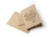 Koperty - Galeria Papieru BILECIK Z KOPERTĄ Zestaw z sercem KRAFT CIEMNOBEŻOWY (karnet+koperta 70x100mm) opk 5 szt 280993 - miniaturka - grafika 1