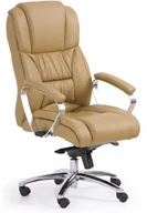 Fotele i krzesła biurowe - Halmar Fotel biurowy gabinetowy FOSTER jasny brąz - skóra - miniaturka - grafika 1