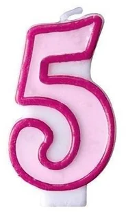 PartyDeco Świeczka na tort " 5", różowa SCU1-5-006 - Urodziny dla dorosłych - miniaturka - grafika 2