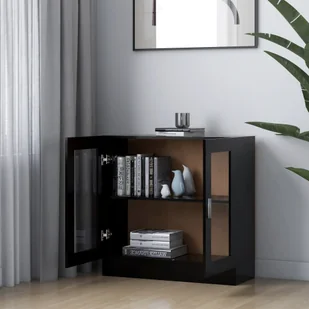 VidaXL Witryna, czarna, 82,5x30,5x80 cm, płyta wiórowa 802742 VidaXL - Witryny - miniaturka - grafika 3
