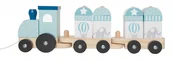Pociągi dla dzieci - JABADABADO pociąg drewniany z klockami - niebieski - miniaturka - grafika 1