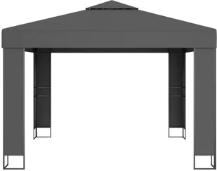 vidaXL Altana z podwójnym dachem i sznurem lampek, 3x3 m, antracytowa! 3070304 - Altany ogrodowe - miniaturka - grafika 3