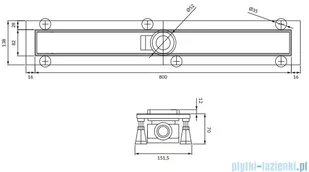 Omnires Lowfix odpływ liniowy z maskownicą do wklejenia płytek 80 cm srebrny LOWFIX80TSL - Syfony - miniaturka - grafika 2