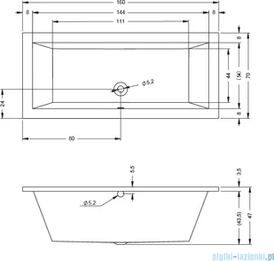 Riho Lusso wanna prostokątna 160x70cm BA57/01U/495121 - Wanny - miniaturka - grafika 2