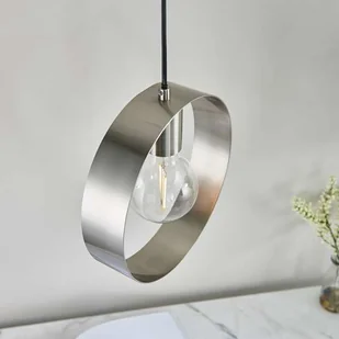 Endon LAMPA wisząca HOOP 90454 Endon metalowa OPRAWA okrągły ZWIS modernistyczny nikiel 90454 - Lampy sufitowe - miniaturka - grafika 2