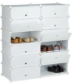 Szafki na buty - Relaxdays szafka na buty z tworzywa sztucznego, zamknięta, systemowa, 12 przegródek, wys. x szer. x gł.: 108 x 94 x 37 cm, różnekolory 10021979_49 - miniaturka - grafika 1