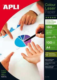 Apli Papier fotograficzny Glossy Laser Paper, A4 160gsm, błyszczący, 100 AP (AP11817) - Papier do drukarek - miniaturka - grafika 2