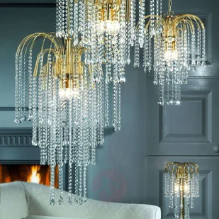 ONLI Lampa wisząca Pioggia z kryształami 35cm złota - Lampy sufitowe - miniaturka - grafika 2