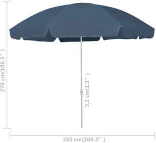vidaXL Parasol plażowy, niebieski, 300 cm 314708 - Parasole ogrodowe - miniaturka - grafika 6