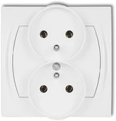 Gniazdka elektryczne - Karlik Gniazdo podwójne z uziemieniem LOGO Biały LGPR-2Z - miniaturka - grafika 1
