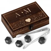 Pozostałe akcesoria barmańskie - Murrano Kamienie do whisky kostki w drewnianym opakowaniu grawer Serce ZEKOS-010 - miniaturka - grafika 1