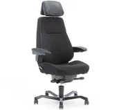 Podnóżki, podpórki, podkładki - AJ Krzesło 24-godzinne Liverpool z podłokietnikami i zagłówkiem czarna tkanin 122801 - miniaturka - grafika 1