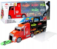 Samochody i pojazdy dla dzieci - Duża Ciężarówka Tir Walizka z 6 Autami Znaki Drogo - miniaturka - grafika 1