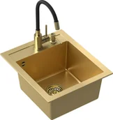 Zlewozmywaki - STEINER Zlewozmywak granitowy złoty JOHNNY 100 + bateria MAGGIE ART4350G1_3323503PVDG1_Z - miniaturka - grafika 1