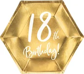 Urodziny dla dorosłych - Party Deco Talerzyki na osiemnaste urodziny złote - 20 cm - 6  szt. - miniaturka - grafika 1