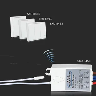 v-tac Przełącznik Bezprzewodowy Pojedynczy IP54 do SKU 8458, 8459 V-TAC VT-5131 - Systemy inteligentnych domów - miniaturka - grafika 8
