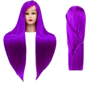 Główki treningowe - Calissimo Główka treningowa Iza 80 cm purple, włos termiczny+ uchwyt, fryzjerska do czesania, głowa do ćwiczeń ILSA-PURPLE-80CM(IZA) - miniaturka - grafika 1