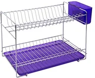 Suszarki do naczyń - Sauvic Stelaż do ociekania sauvic 91018 ze stali nierdzewnej z taca 38,5 x 25 x 28 cm Fioletowy 91018 - miniaturka - grafika 1