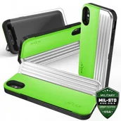 Etui i futerały do telefonów - Zizo Retro Series Etui iPhone X z kieszenią na karty + podstawka + szkło 9H na ekran (Neon Green/Silver) RET-IPH8-NGRSL - miniaturka - grafika 1