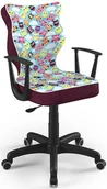 Fotele i pufy dla dzieci - Entelo Krzesło młodzieżowe NORM z podłokietnikami, obrotowe, tapicerka we wzory - miniaturka - grafika 1