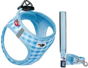 Szelki dla psów - Curli Szelki Curli Vest Air-Mesh + smycz Basic, błękitne caro - Rozmiar 2XS: obwód klatki piersiowej: 30 - 35 cm + smycz: 140 cm / 15 mm | Wyprzedaż 48h | -5% na pierwsze zamówienie| Dostawa i zwrot GRATIS! - miniaturka - grafika 1