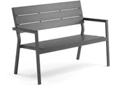 Ławki ogrodowe - AJ Nowoczesna i smukła ławka parkowa czarny imitacja drewna 127760 - miniaturka - grafika 1