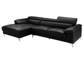 Narożniki - Vente-Unique Sofa narożna ze skóry SOLANGE - Czarny - Narożnik lewostronny - miniaturka - grafika 1