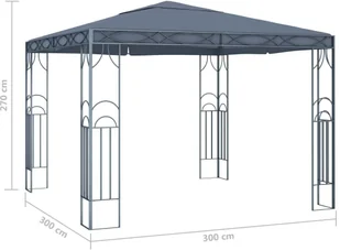 vidaXL Altana ze sznurem lampek, 300x300 cm, antracytowa! 3070339 - Altany ogrodowe - miniaturka - grafika 7