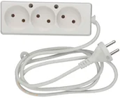 Przedłużacze i rozgałęźniki - Düwi Przedłużacz 3 x 2P 1,5 m biały - miniaturka - grafika 1