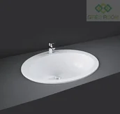 Umywalki - RAK Ceramics Ceramics CHERRY UMYWALKA WPUSZCZANA OWALNA 63,5X53,5 Z OTWOREM BIAŁY POŁYSK LACH00001 - miniaturka - grafika 1