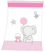 Kołdry i poduszki dla dzieci - Herding 1440202014 Fynn koc mikrofibra Polar, słoń, poliester, z motywem róży, 75 x 100 cm 1440202014 - miniaturka - grafika 1