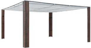 vidaXL Altana z dachem, polirattan, 400x400x200cm, brązowo-kremowa - Pozostałe meble ogrodowe - miniaturka - grafika 9