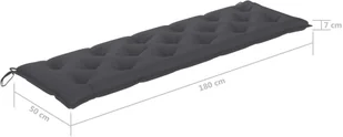 vidaXL Ławka ogrodowa z antracytową poduszką, 175 cm, drewno tekowe 3062799 - Ławki ogrodowe - miniaturka - grafika 11