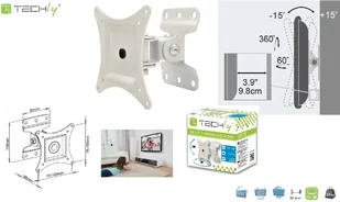 Techly Uchwyt ścienny do TV LCD/LED 13-30cali 23kg VESA pełna regulacja biały (023868) - Uchwyty do telewizora - miniaturka - grafika 4