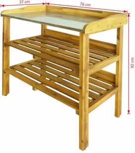 vidaXL Stolik do roślin z 2 półkami, lite drewno akacjowe i cynk vidaXL - Pozostałe akcesoria do uprawy roślin - miniaturka - grafika 8