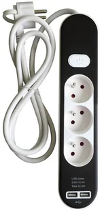 HBF LEXMAN listwowy z wyłącznikiem 3x2P 2 x USB 1.5 m LEXMAN - Przedłużacze i rozgałęźniki - miniaturka - grafika 2