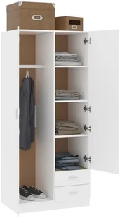 vidaXL Szafa, biała, 80x52x180 cm, płyta wiórowa - Szafy - miniaturka - grafika 4