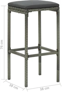 vidaXL 3-częściowy zestaw mebli barowych, polirattan, szary 313474 - Stoły z krzesłami - miniaturka - grafika 11