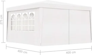 vidaXL Namiot imprezowy ze ściankami, 4x4 m, biały, 90 g/m - Altany ogrodowe - miniaturka - grafika 8