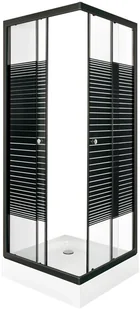 Kerra Kabina natryskowa z brodzikiem 70x70x205 cm / 5 mm pasy Pico Black Pico Black STR 70 - Ścianki i drzwi prysznicowe - miniaturka - grafika 2