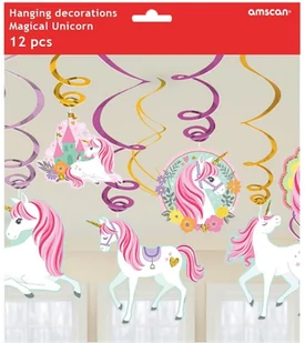 Amscan Dekoracyjne spirale urodzinowe Magical Unicorn 12 szt. - Urodziny dziecka - miniaturka - grafika 2