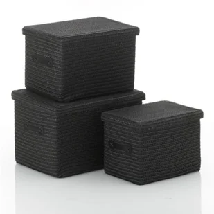 Kela RIMOSSA KOMPLET 3 KOSZY Z POKRYWKĄ CZARNY TWORZYWO SZTUCZNE PP KE-32124 - Pojemniki łazienkowe - miniaturka - grafika 2