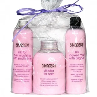 BingoSpa Zestaw Silk z Jedwabiem - eliksir do kąpieli, szampon, mleczko pod prysznic 1100ml 115 - Zestawy kosmetyków damskich BingoSpa Zestaw Silk z Jedwabiem - eliksir do kąpieli, szampon, mleczko pod prysznic 1100ml 115 - Zestawy kosmetyków damskich - miniaturka - grafika 1