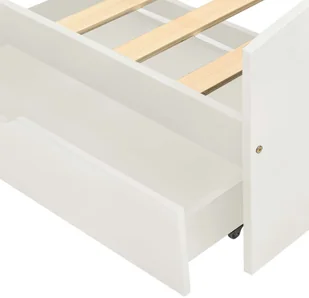 vidaXL Rama łóżka z 2 szufladami, biała, drewno sosnowe, 90 x 200 cm - Łóżka - miniaturka - grafika 6