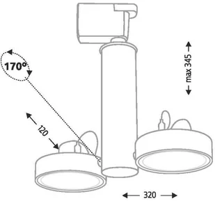Shilo LAMPA sufitowa NATORI 6610/GU10/CZ metalowa OPRAWA regulowane reflektorki do 3-fazowego systemu szynowego czarne 6610/GU10/CZ - Lampy sufitowe - miniaturka - grafika 5