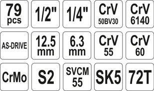 Yato Zestaw narzędziowy 1/2 79 części - Zestawy narzędziowe - miniaturka - grafika 12
