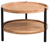 Ławy i stoliki kawowe - HomeTrends4You Alva 2 stolik kawowy, prawdziwe drewno dzikiego dębu, fornirowane, brązowy, średnica 65 cm, wysokość 46 cm - miniaturka - grafika 1